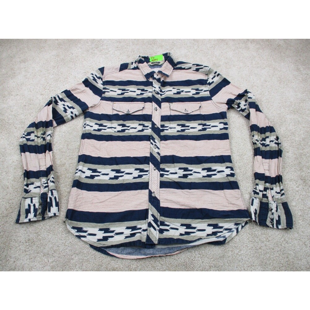 Salt Valley Shirt Mens Medium M Aztec Western Cowboy Red Blue Casual Button Up
